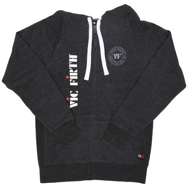 vic-firth-zip-up-logo-hoodie-heather-black-unisex image 1