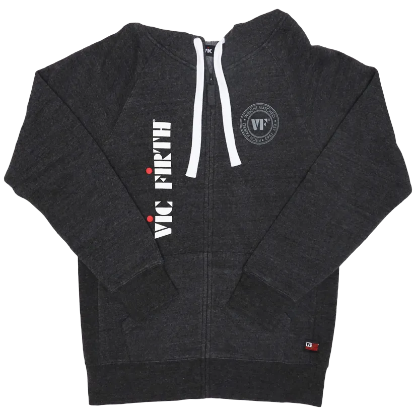 vic-firth-zip-up-logo-hoodie-heather-black-unisex image 1