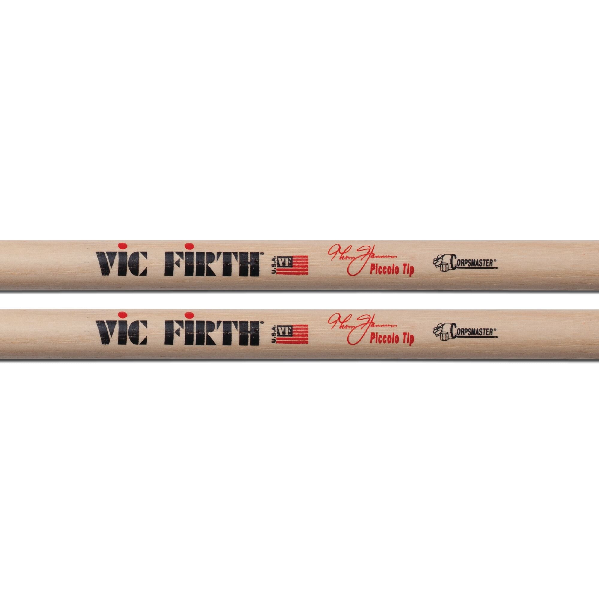 vic-firth-corpsmaster-signature-thom-hannum-piccolo-tip-marching-snare-drumstick image 2