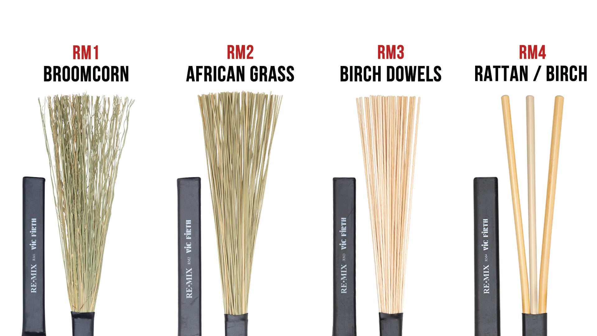 vic-firth-re-mix-2-pair-combo-pack-grass-birch-brushes image 5