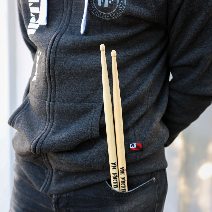 vic-firth-zip-up-logo-hoodie-heather-black-unisex image 3