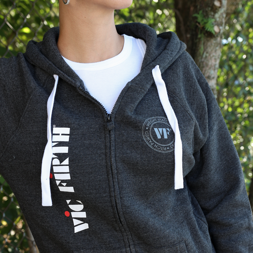 vic-firth-zip-up-logo-hoodie-heather-black-unisex image 6