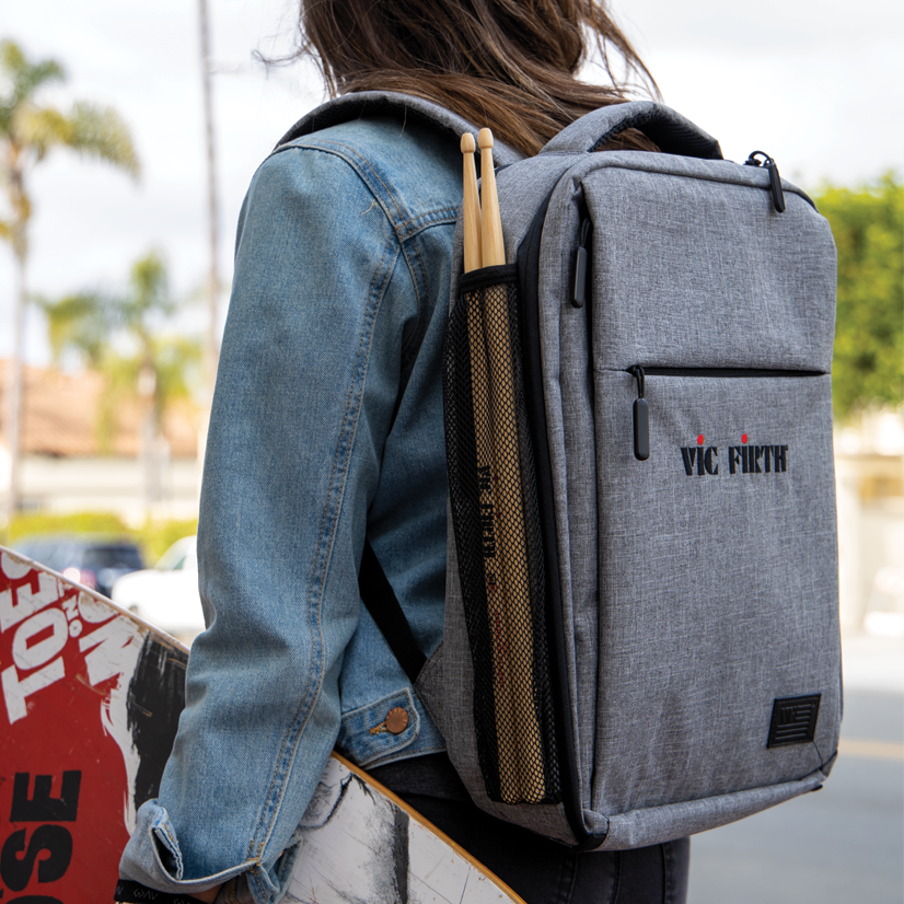vic-firth-gray-travel-backpack-drummer-rucksack image 3