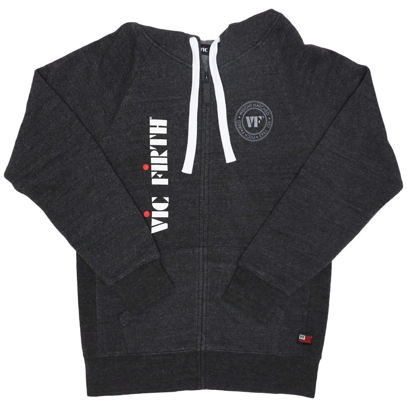 vic-firth-zip-up-logo-hoodie-heather-black-unisex image 1